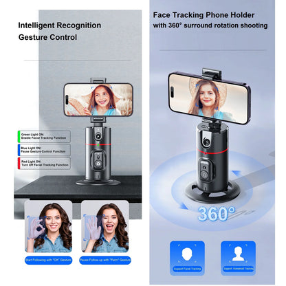 Support Smartphone Auto-Tracking 360° Suivi Intelligent & Commande Gestuelle
